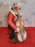 Keramik Clown mit Kontrabass, Vintage Rarität, Top! 36 cm