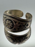 Vintage Armreif, Silber mit Blumendekor, Silber Russland
