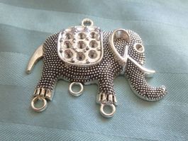 Anhänger Elefant mit Patina Silber