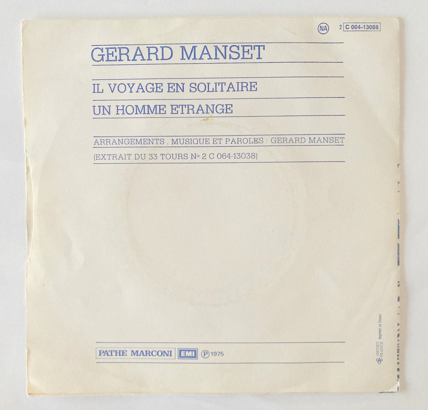 Dischi in vinile: GERARD MANSET - IL VOYAGE EN SOLITAIRE – Usato da Bottens venduto da hotter-than-hell 1