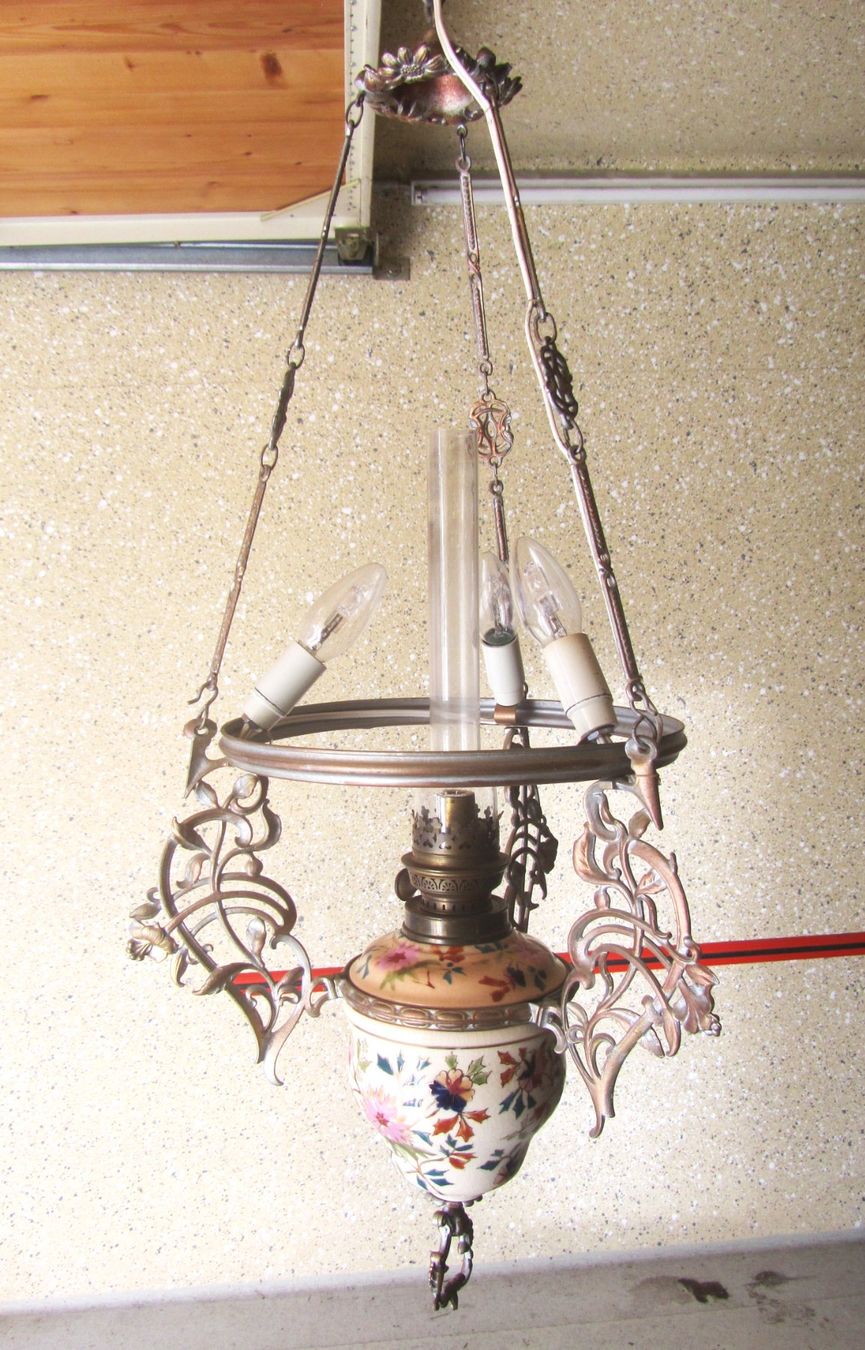 Lampade: Antike Hängelampe Lampe Jugendstil Petroleumlampe Top – Usato da Seengen venduto da mikelele 6