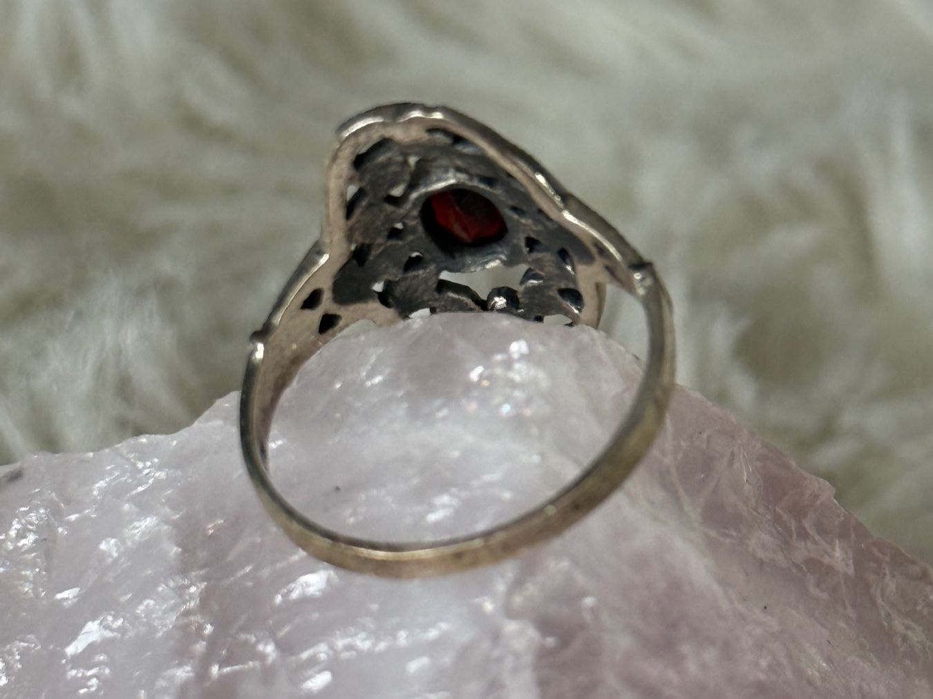 Anelli: Vintage Silberring 925 mit rotem Stein – Usato da Istighofen venduto da Ringparadies 2