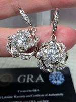 Boucles d'oreille argent avec moissanites 2 ct certifié GRA