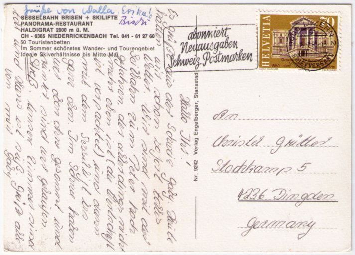 Cartoline postali: Niederrickenbach - 3 Bild AK Haldigrat – Usato da Binningen venduto da Mountainrider 1