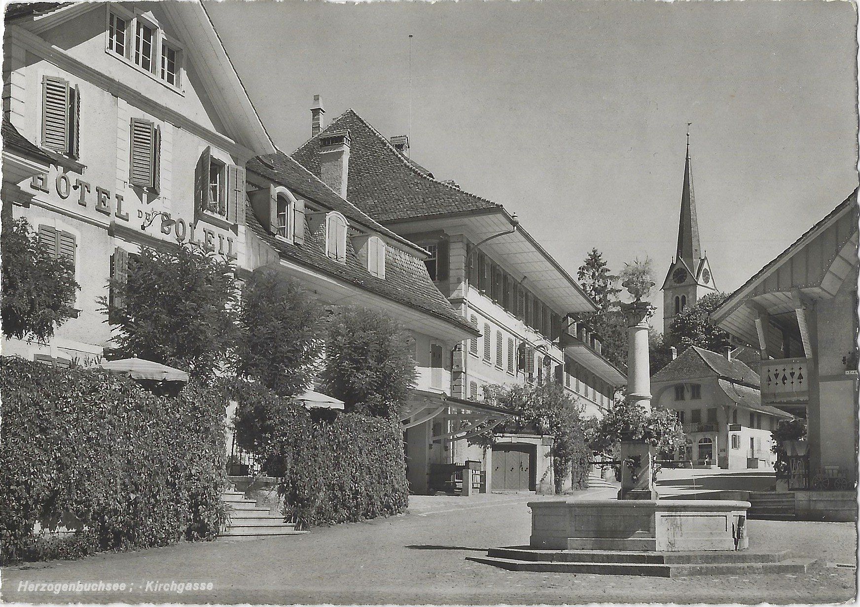 Cartoline postali: Herzogenbuchsee ;   Kichgasse  mit  HOTEL  DU  SOLEIL – Usato da Bütschwil venduto da Jackson1A