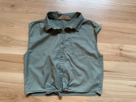 Baumwoll Bluse olivgrün Mädchen Grösse 146
