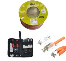 100m Cat7 Netzwerkkabel + 50x RJ45 Stecker + Werkzeugset