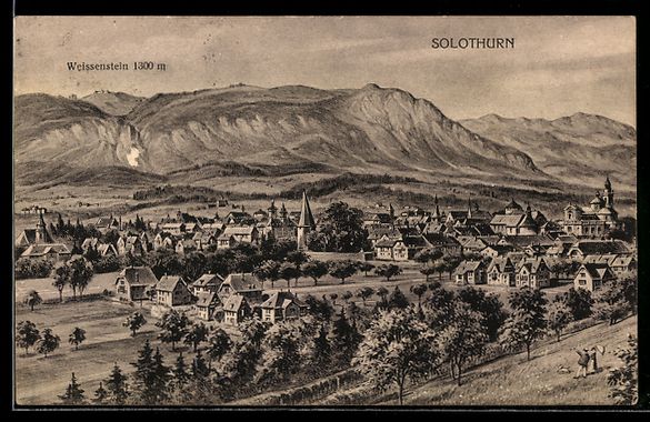 Cartoline postali: Solothurn, Panorama mit Weissenstein – Usato da Berlin venduto da bartko-reher
