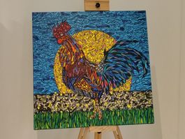 " Rooster" Acrylic Painting  60 cm x 60 cm
