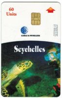 Telefonkarte Seychellen SEY-C-02a Meeresschildkröte, Taucher