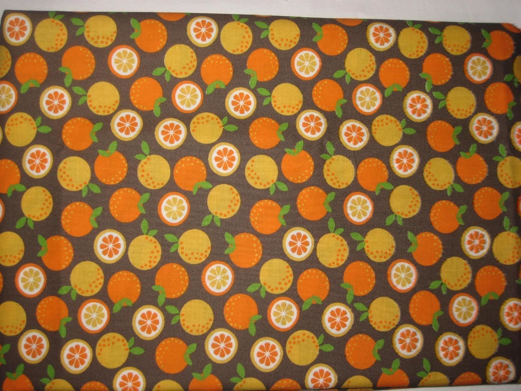 Stoffe: Baumwollstoff anthrazit mit Orangen – Neu und originalverpackt aus Füllinsdorf von Schlupp