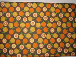 Baumwollstoff anthrazit mit Orangen