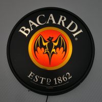 Werbeschild BACARDI , Leuchtreklame, Wandleuchte, rund 58 cm