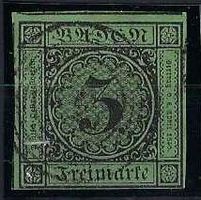 Baden 1851/63 Schwarz auf Grün 3 Kreuzer