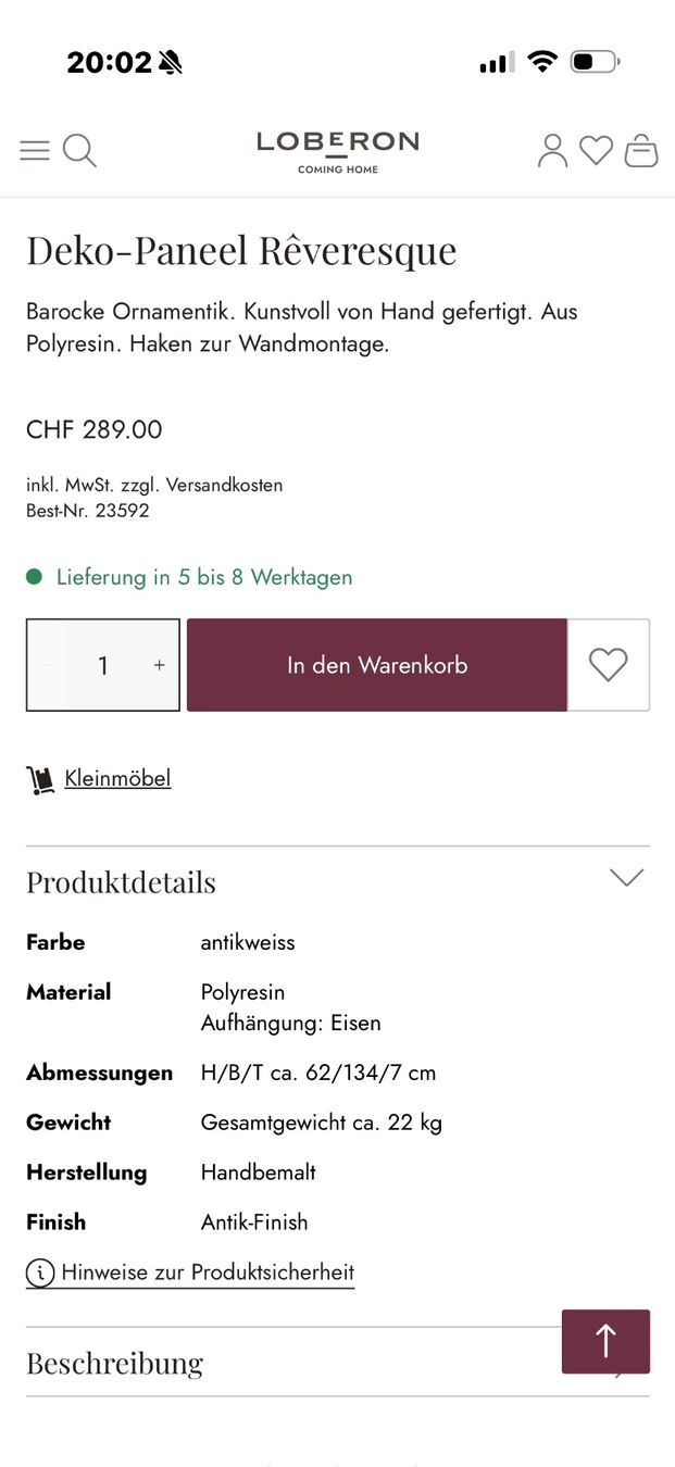 Loberon Tutte le decorazioni: Loberon Deko-Paneel Rêveresque  Shabby Chic – Nuovo (secondo la descrizione) da Kreuzlingen venduto da lin_95yy 3