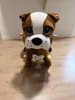 Schaukelhund braun weiss mit Spieluhr guter Zustand