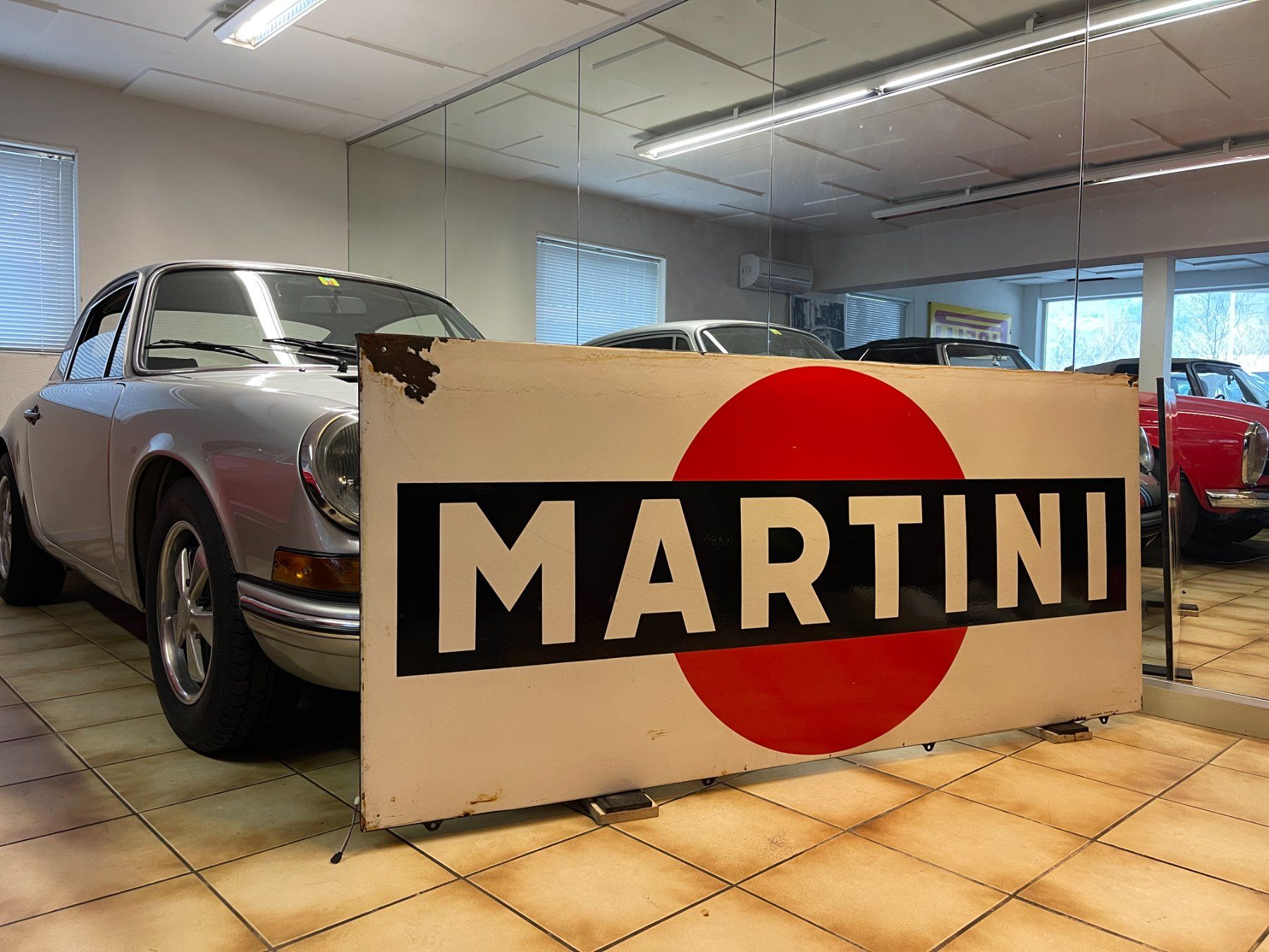 Martini Insegne: Original grosse seltene Martini Email Tafel 2 Meter Länge – Usato da Flüelen venduto da pagode2 1