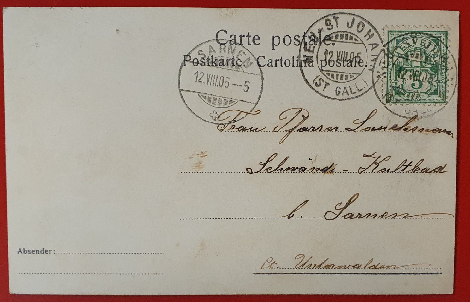 Cartoline postali: Gruss vom Rietbad 1905 – Usato da Kreuzlingen venduto da Rschweiz1 1