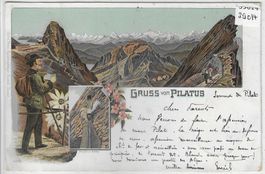 Gruss vom Pilatus - farbige Litho 1898