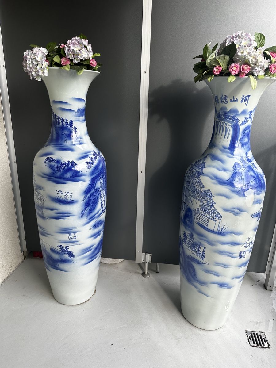 Tutte le decorazioni: Tall Blue & White Vases Pair - Summer Decor – Usato da Niederlenz venduto da bul_m9x7 3