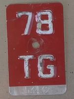 TG 78 - VELONUMMER - FAHRRADSCHILD - PLAQUE DE VELO - TG 78