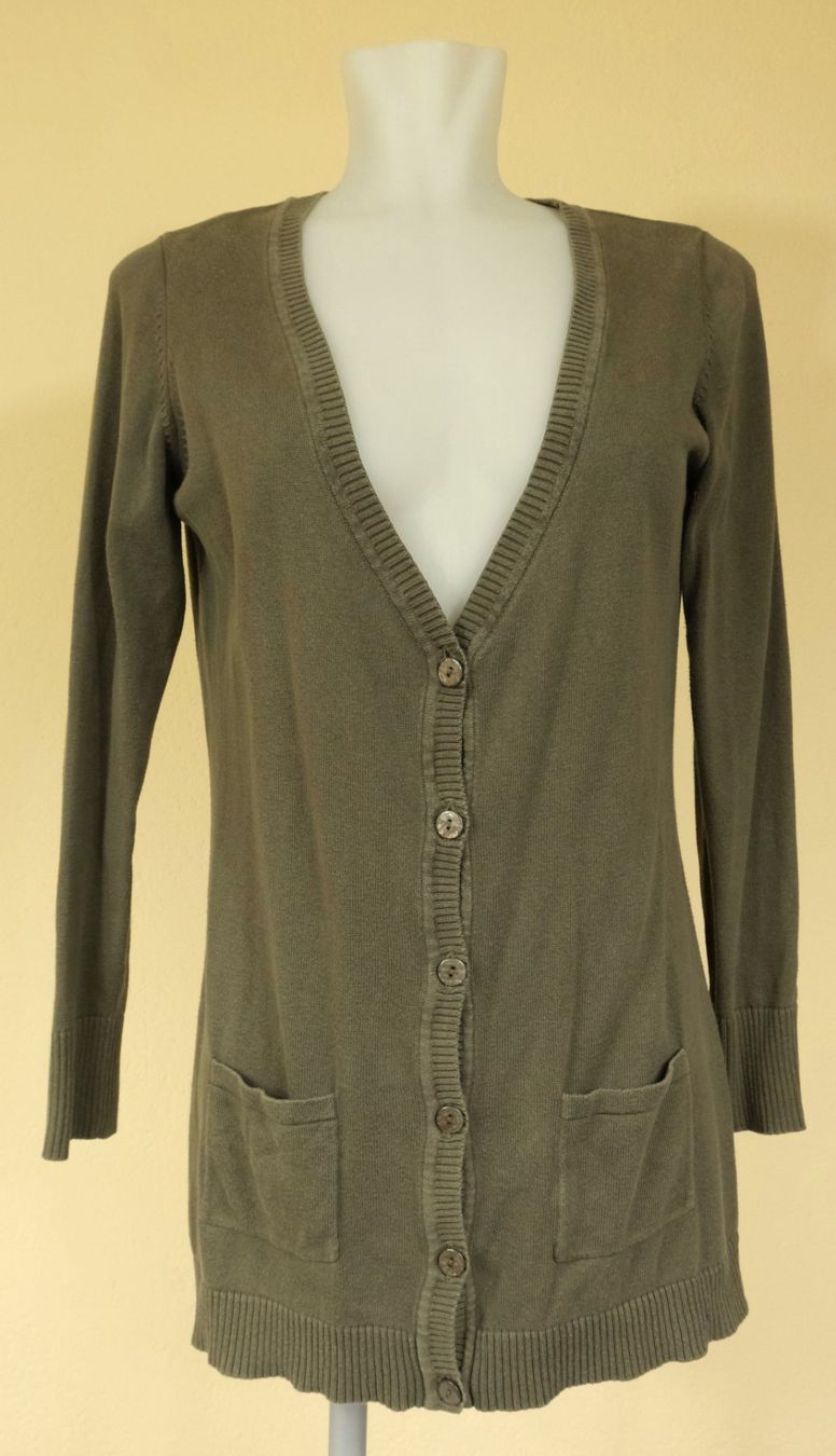Giacche: Lange Strickjacke olive aus Baumwolle – Usato da Zürich venduto da Melody2000