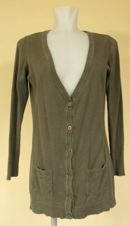 Lange Strickjacke olive aus Baumwolle