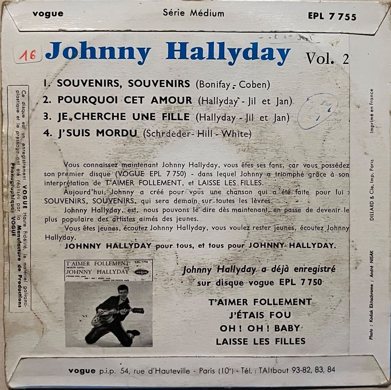 Schallplatten: JOHNNY HALLYDAY - SOUVENIRS, SOUVENIRS – Gebraucht aus Bussigny von vinyl-pas-cher 1