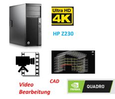 PC HP Workstation Z230 16GB Win11 256GB SSD CAD Video i7