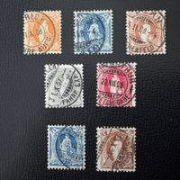 Stehende Helvetia, Faserpapier, 94A-99A/95B/100B, gestempelt