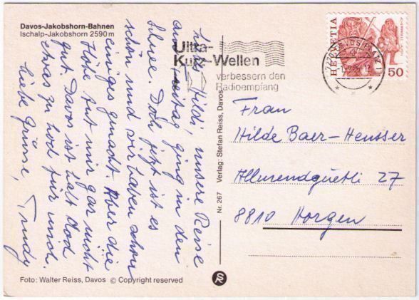 Cartoline postali: Davos - Luftseilbahn Brämabüel-Ischalp – Usato da Binningen venduto da Mountainrider 1