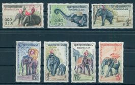 LAOS, ELEFANTEN, POSTFRISCHER SATZ VON 1958