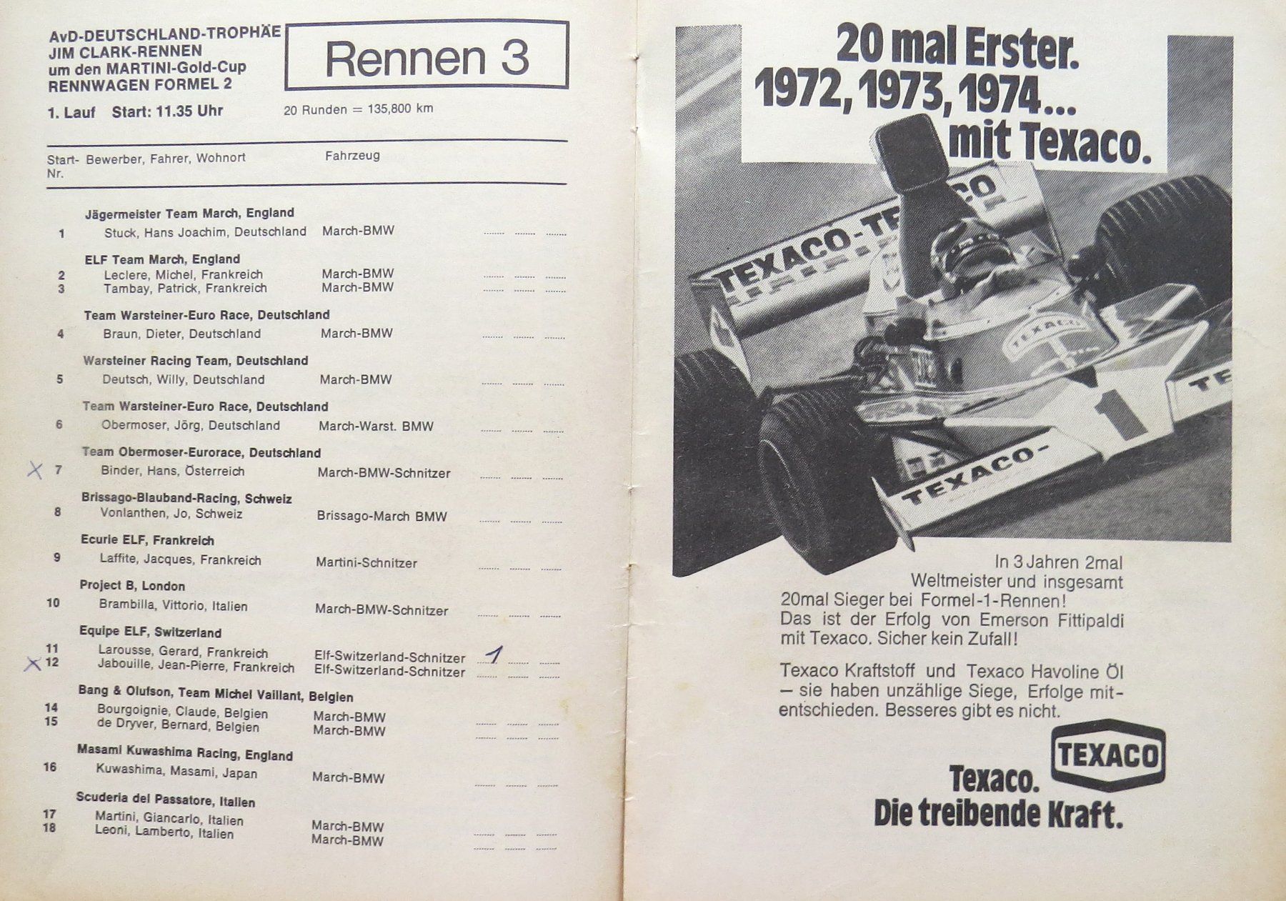 Documenti: Programm Jim Clark Rennen Hockenheim von 1975 – Usato da Ettingen venduto da campione_1 1