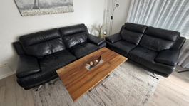 Ledersofa schwarz 2-teilig gebraucht mit Gebrauchsspuren
