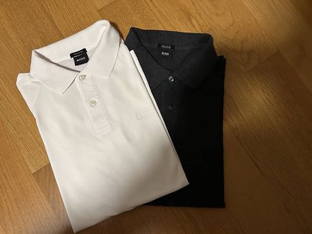 Zwei Hugo Boss Polos Regular Fit Gr. M in Weiss und Grau