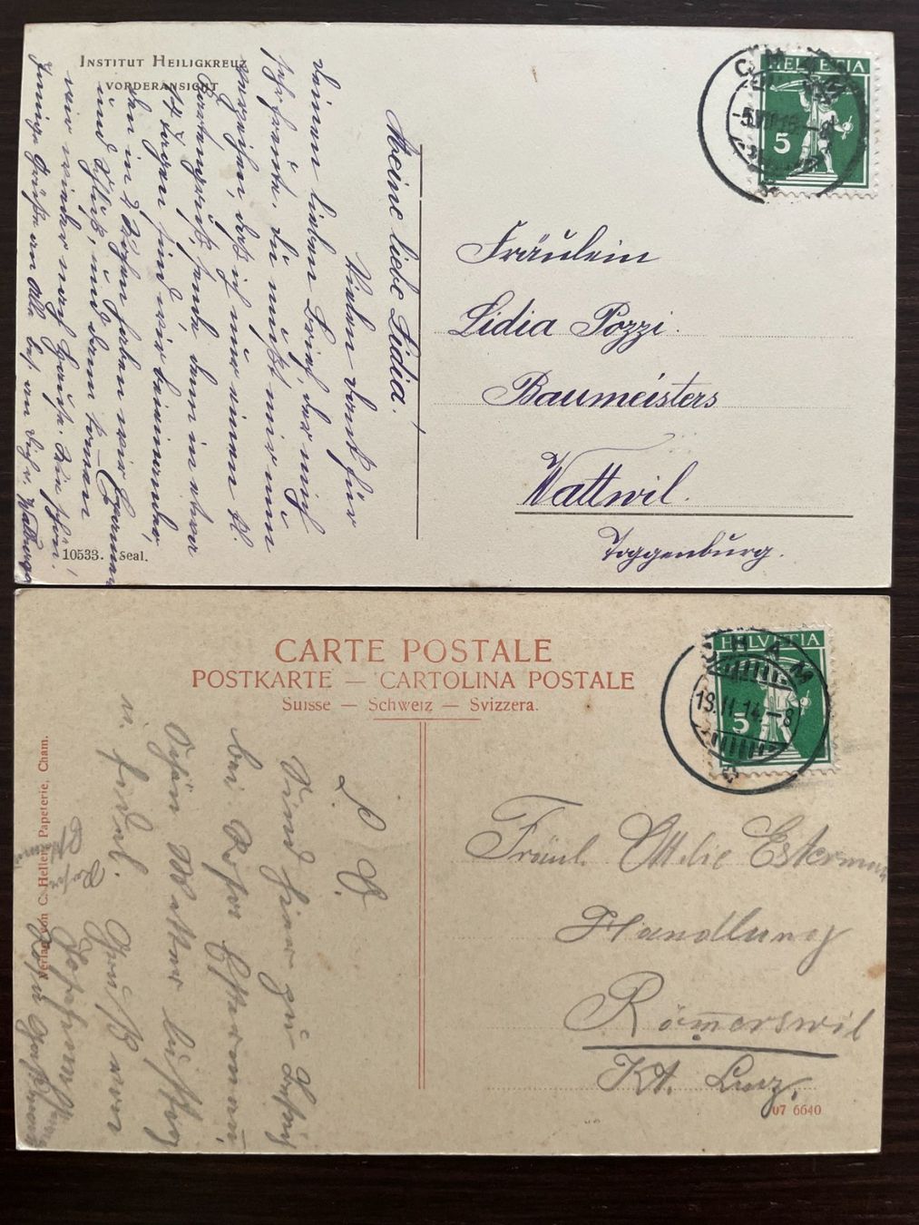 Cartoline postali: CHAM Rathaus, Kirche, Schloss, Heiligkreuz, 8 Ansichtskarten – Usato da Wald ZH venduto da TLILEF 6