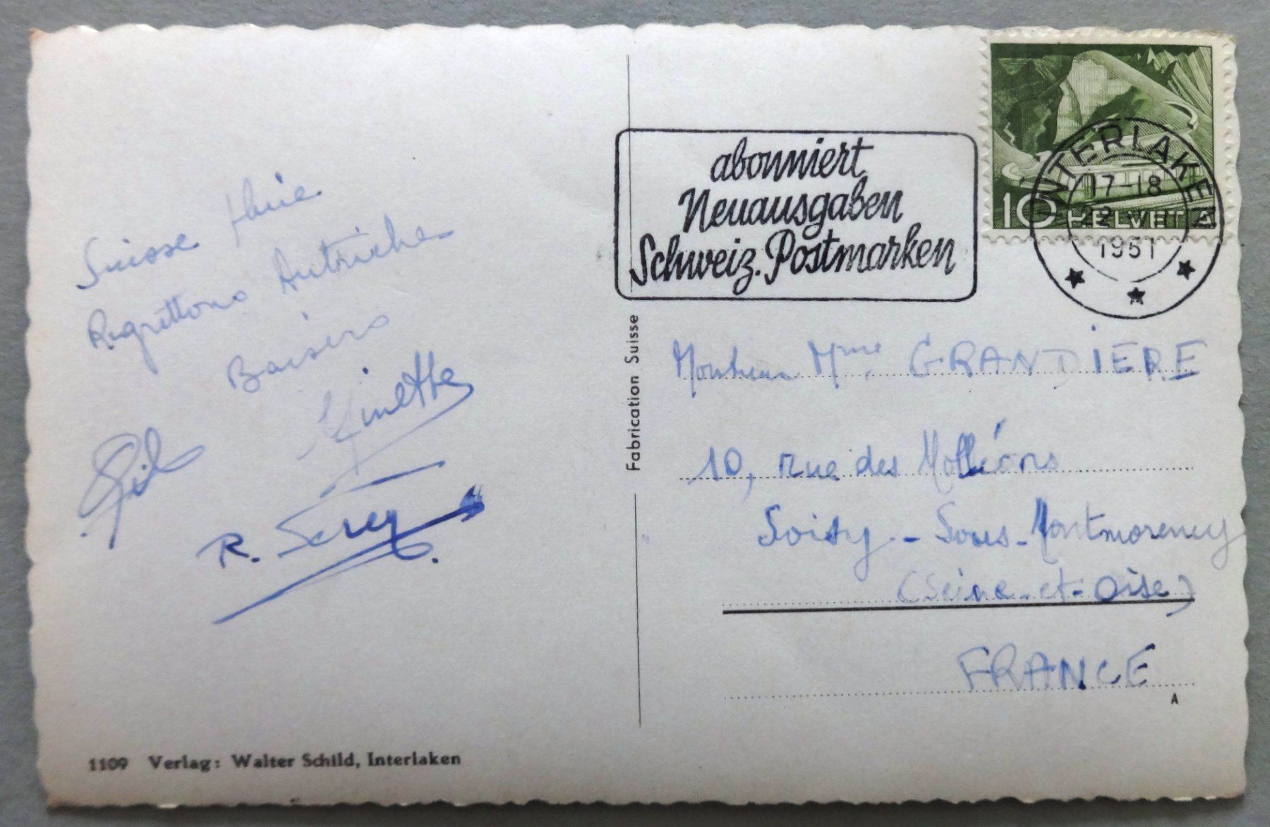 Cartoline postali: Interlaken, Jungfrau – Usato da Fétigny venduto da Billy2miny 1