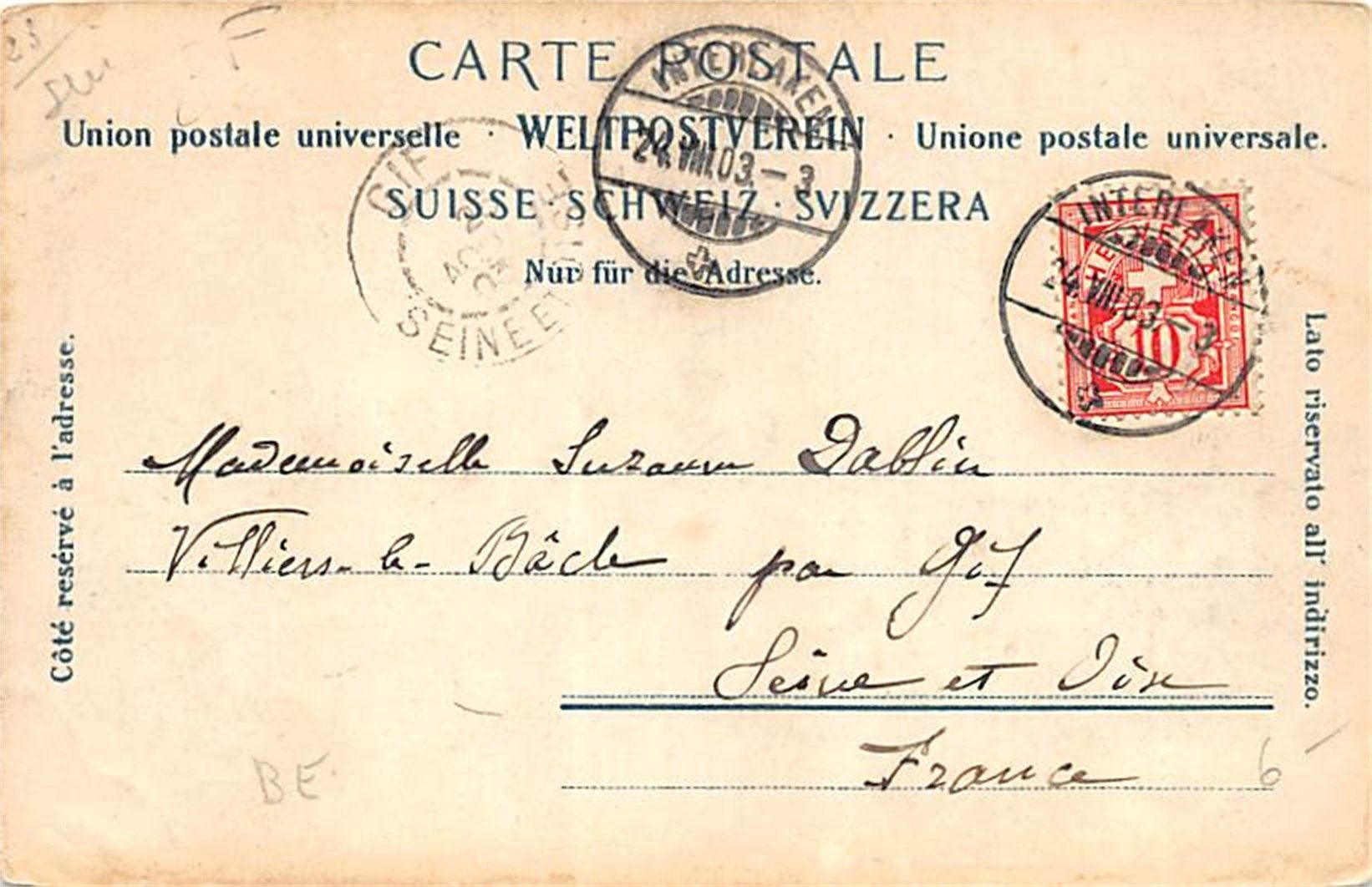 Cartoline postali: Interlaken, die Jungfrau – Usato da Ottikon b.Kemptth. venduto da Neptun1974 1