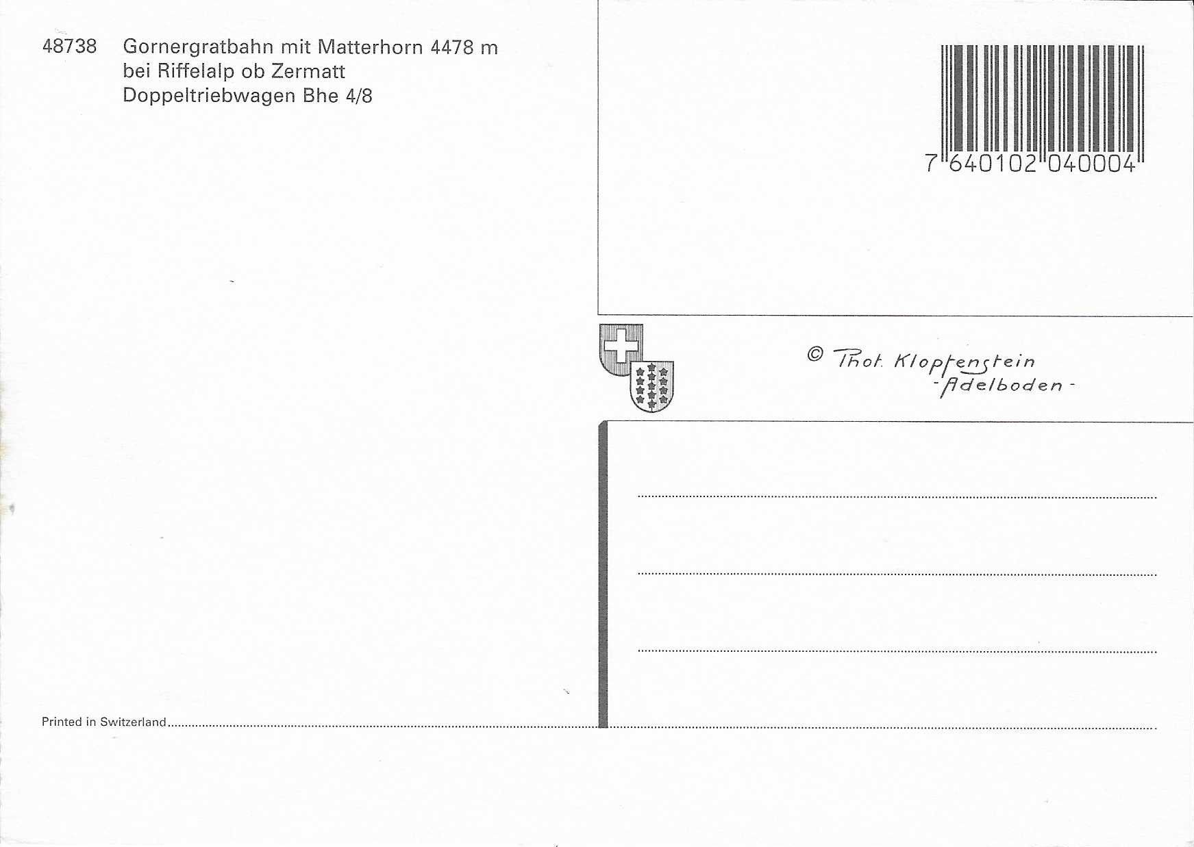 Cartoline postali: Gornergratbahn mit Matterhorn – Nuovo (secondo la descrizione) da Rothrist venduto da Stranglehold 1