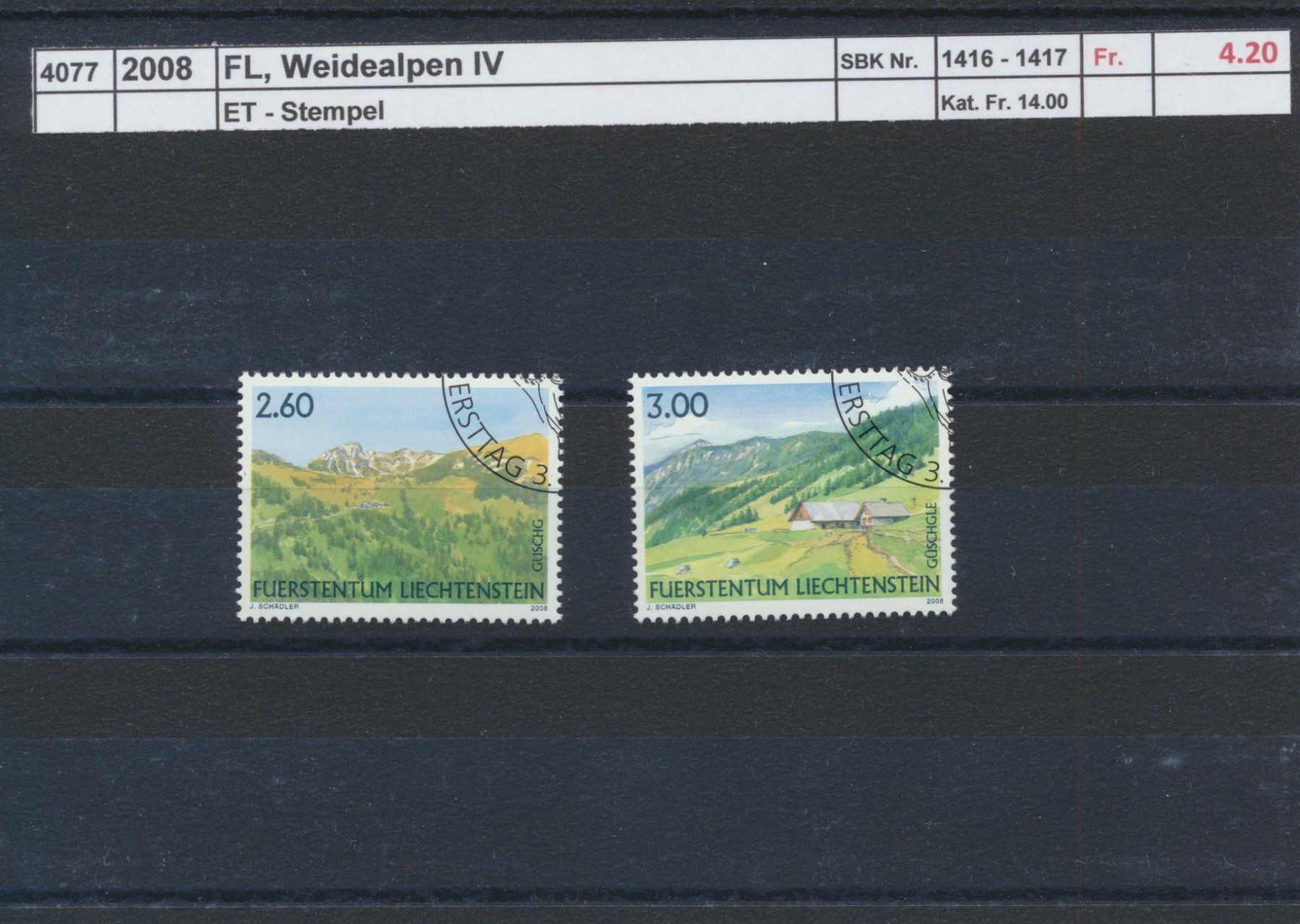 Tutti i francobolli: 2000 FL, "Weidealpen IV", ET - Stempel – Usato da Winterthur venduto da Zupogeru
