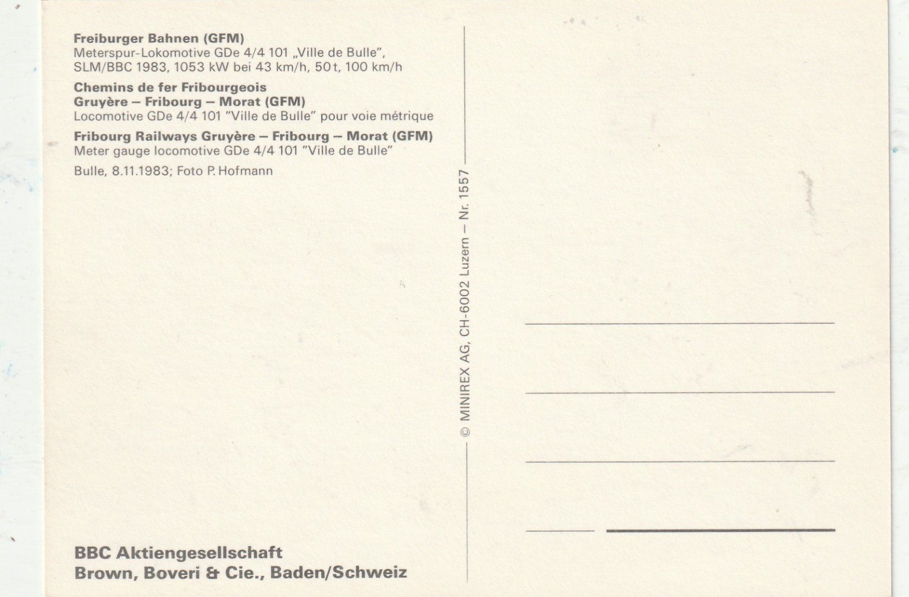 Cartoline postali: Freiburger Bahnen – Usato da Lumbrein venduto da made02 1