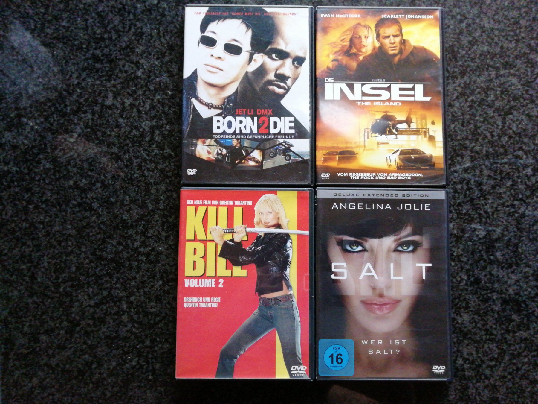 Tutti i DVDs: 4 Action DVDs: Insel, Salt, Kill Bill 2, Born 2 Die – Usato da Utzigen venduto da Walkuere94