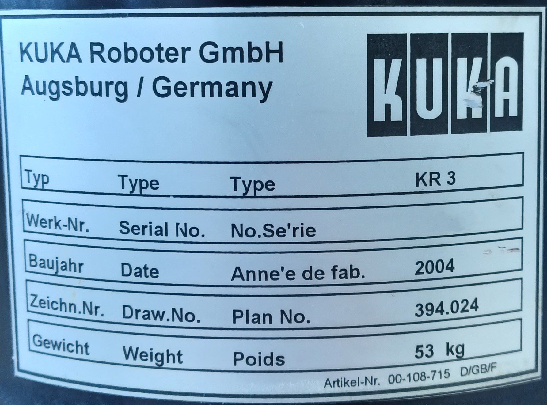Accessori da laboratorio: Kuka KR 3 6 axis robotic arm – Difettoso da Niederdorf venduto da LeptonAG_Labor 9
