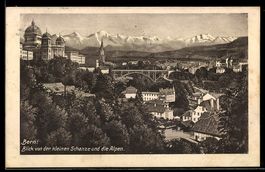 AK Bern, Blick von der kleinen Schanze und die Alpen