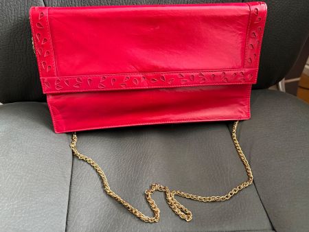 Bally Vintage Handtasche rot mit Goldkette