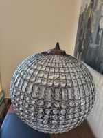 Lustre boule à pampilles, structure métal bronze