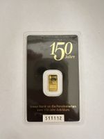 UBS Goldbarren 1g 999.9 Feingold Verpackung 150 Jahre