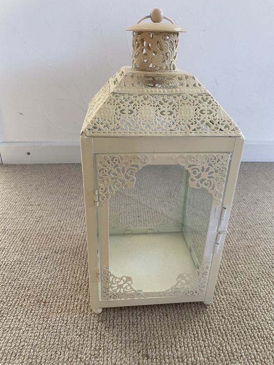 Lanterne shabby chic en bois recyclé de 43 cm de haut avec photophore en verre, lanterne en bois, lanterne de jardin d'extérieur