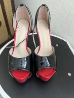 Scarpe con tacco donna nere rosse plateau misura 40