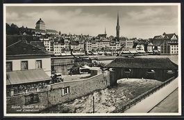 Zürich, Gedeckte Brücke und Limmatquai